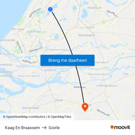 Kaag En Braassem to Goirle map