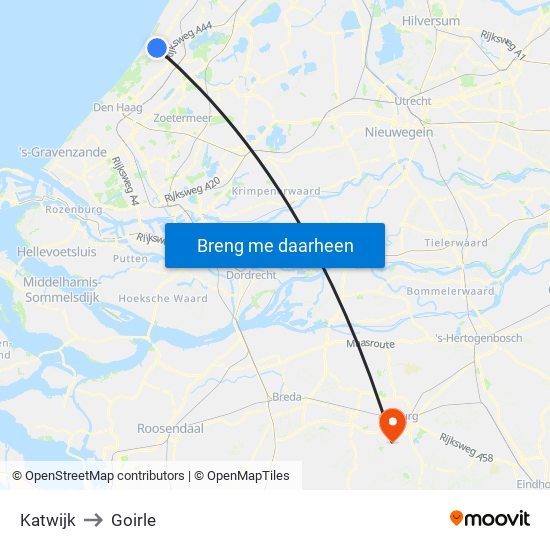 Katwijk to Goirle map