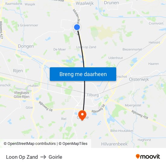 Loon Op Zand to Goirle map