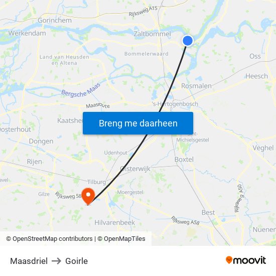 Maasdriel to Goirle map