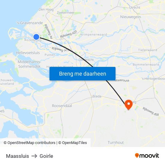 Maassluis to Goirle map
