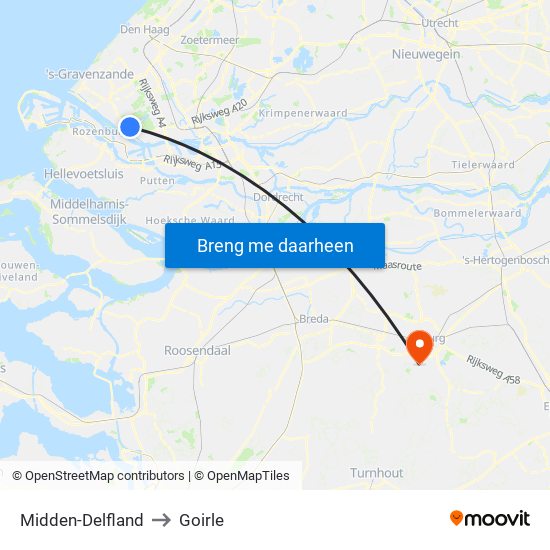 Midden-Delfland to Goirle map