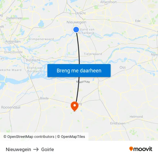 Nieuwegein to Goirle map