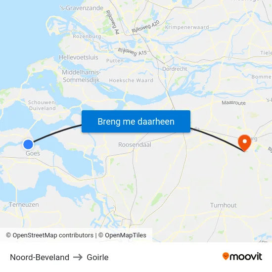 Noord-Beveland to Goirle map