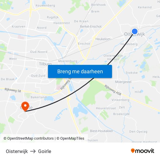Oisterwijk to Goirle map