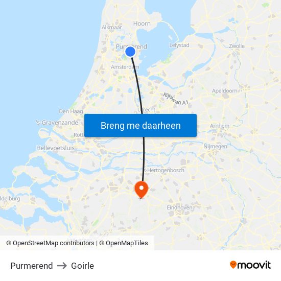 Purmerend to Goirle map