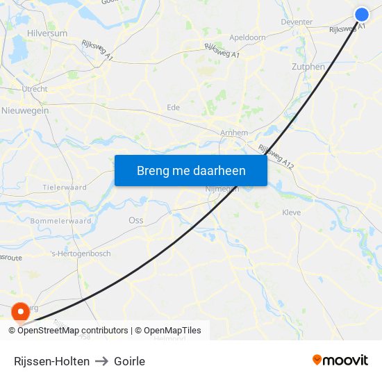Rijssen-Holten to Goirle map