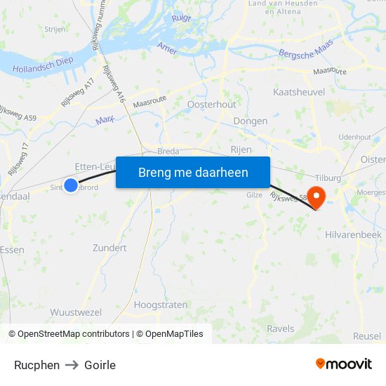 Rucphen to Goirle map