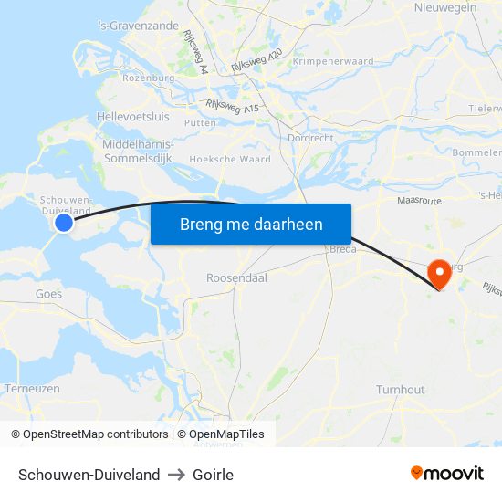 Schouwen-Duiveland to Goirle map