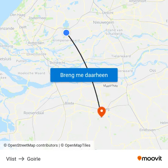 Vlist to Goirle map
