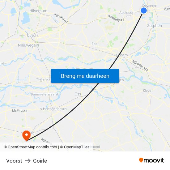 Voorst to Goirle map