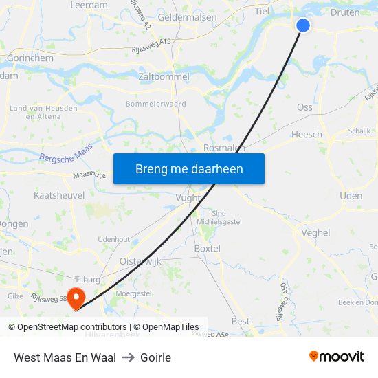 West Maas En Waal to Goirle map