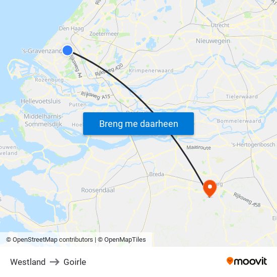 Westland to Goirle map