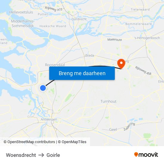 Woensdrecht to Goirle map