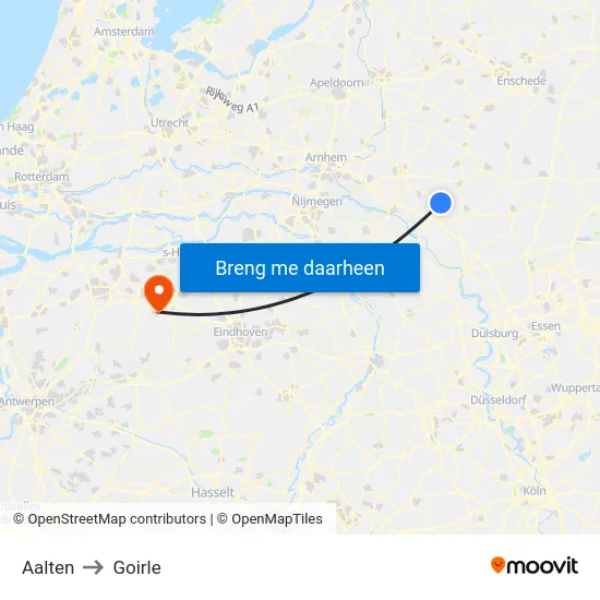 Aalten to Goirle map