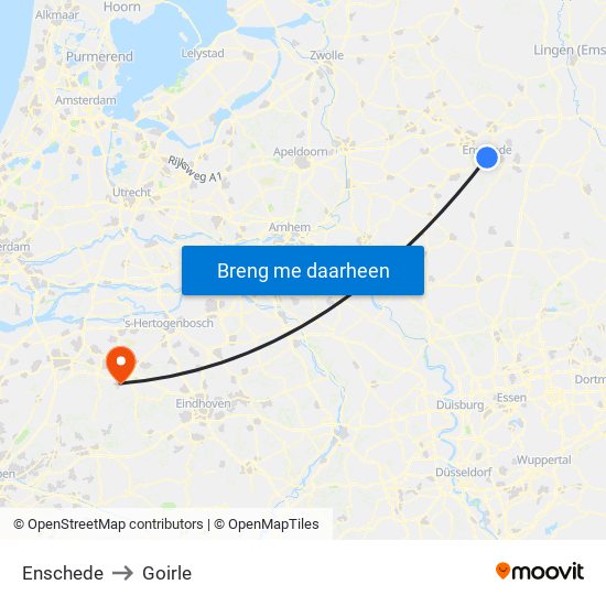 Enschede to Goirle map