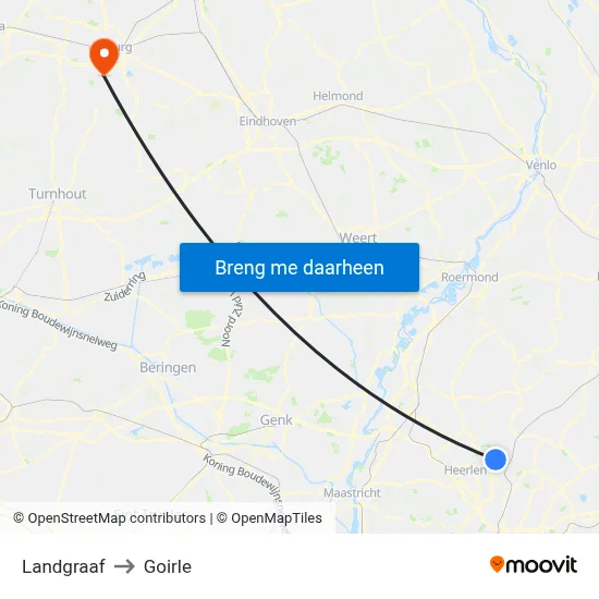 Landgraaf to Goirle map