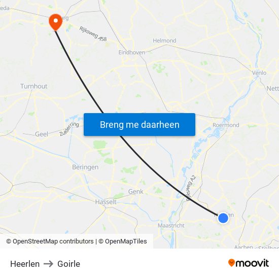 Heerlen to Goirle map