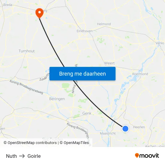 Nuth to Goirle map