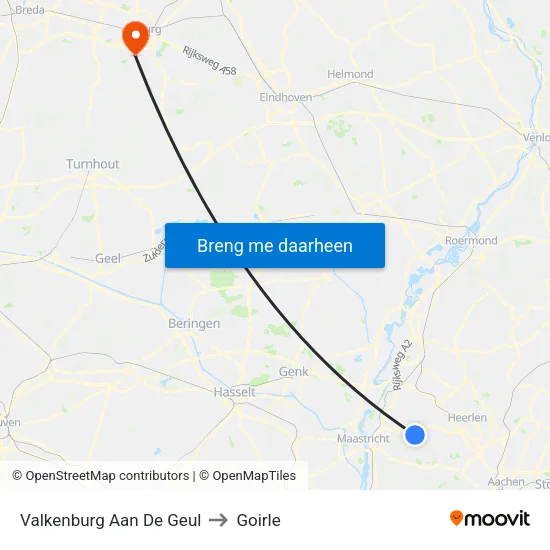 Valkenburg Aan De Geul to Goirle map