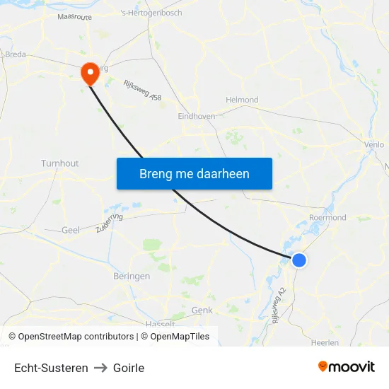 Echt-Susteren to Goirle map