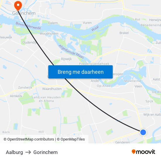 Aalburg to Gorinchem map
