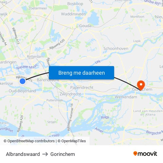 Albrandswaard to Gorinchem map