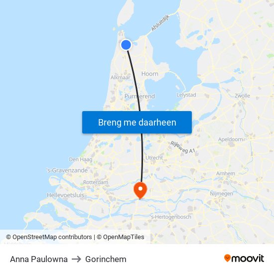 Anna Paulowna to Gorinchem map