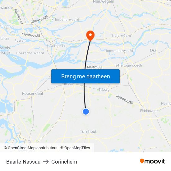 Baarle-Nassau to Gorinchem map