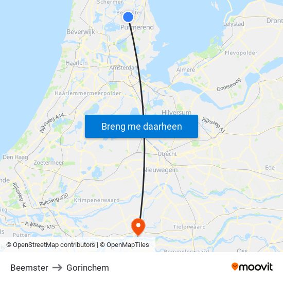 Beemster to Gorinchem map