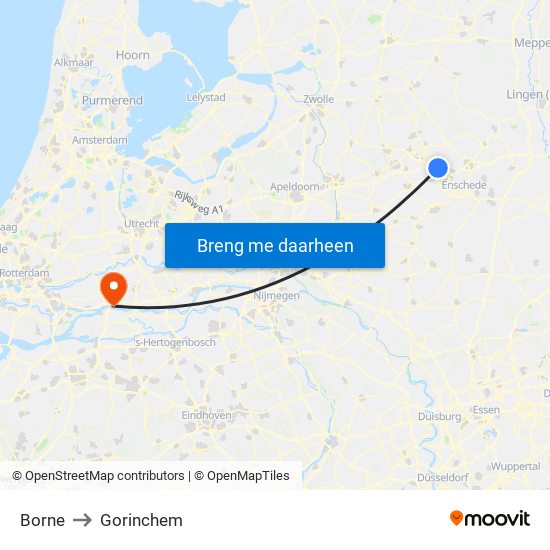 Borne to Gorinchem map