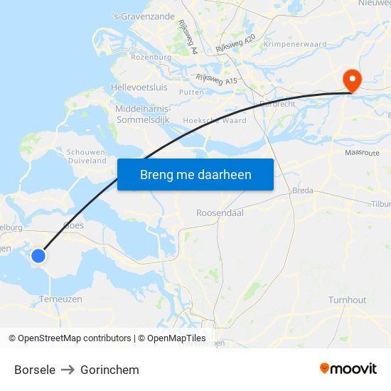Borsele to Gorinchem map