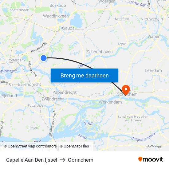 Capelle Aan Den Ijssel to Gorinchem map