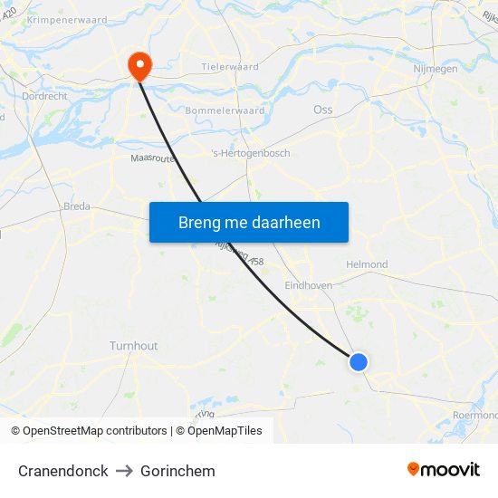 Cranendonck to Gorinchem map