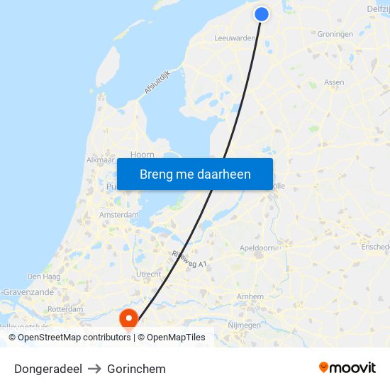 Dongeradeel to Gorinchem map