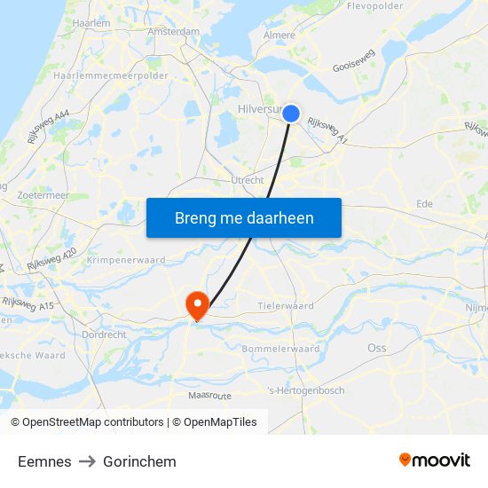 Eemnes to Gorinchem map