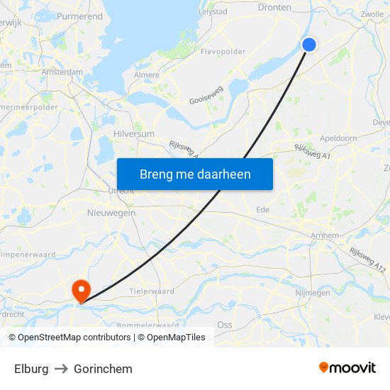 Elburg to Gorinchem map