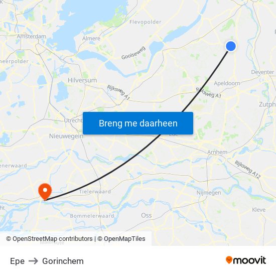 Epe to Gorinchem map