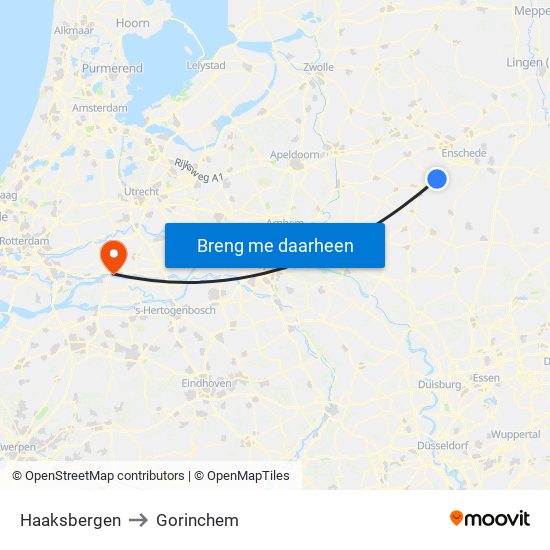 Haaksbergen to Gorinchem map