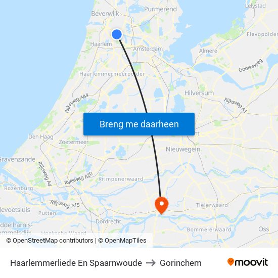 Haarlemmerliede En Spaarnwoude to Gorinchem map