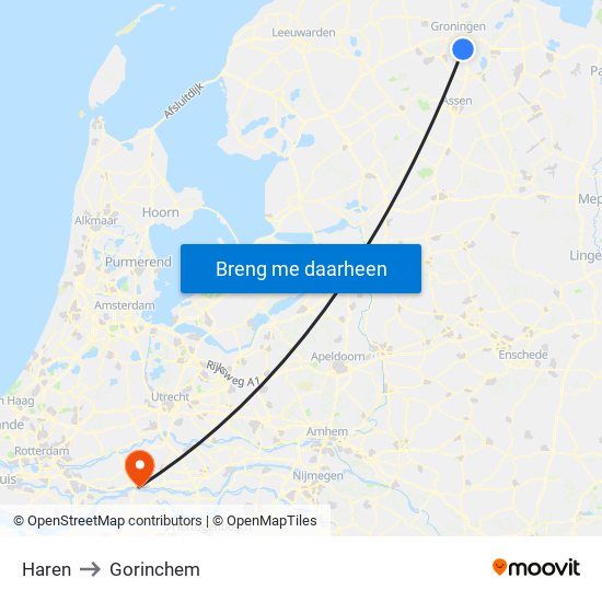 Haren to Gorinchem map