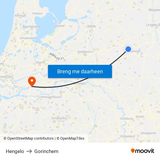 Hengelo to Gorinchem map