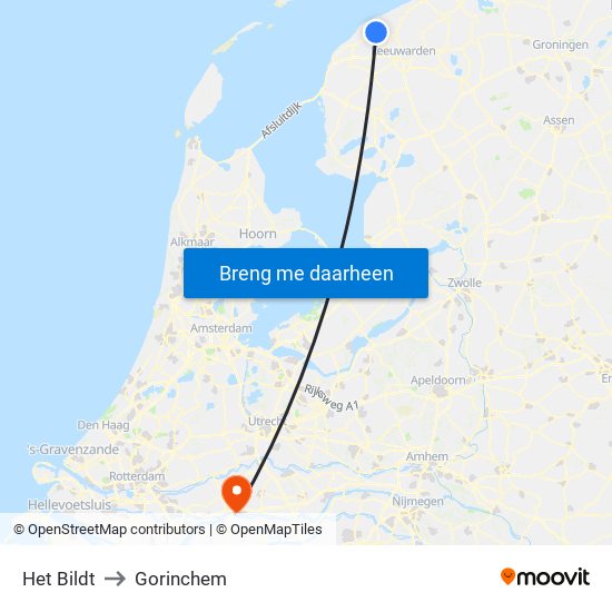 Het Bildt to Gorinchem map