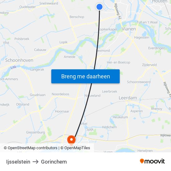 Ijsselstein to Gorinchem map