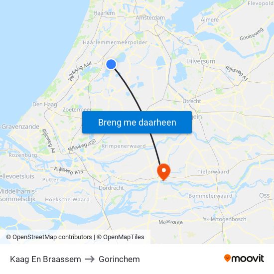 Kaag En Braassem to Gorinchem map