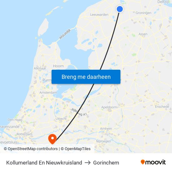 Kollumerland En Nieuwkruisland to Gorinchem map