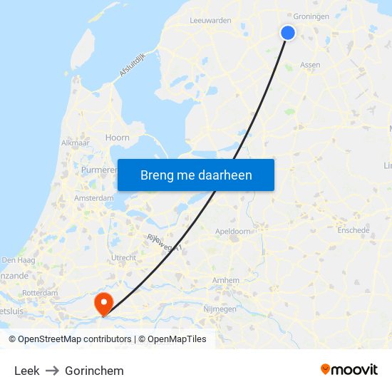 Leek to Gorinchem map