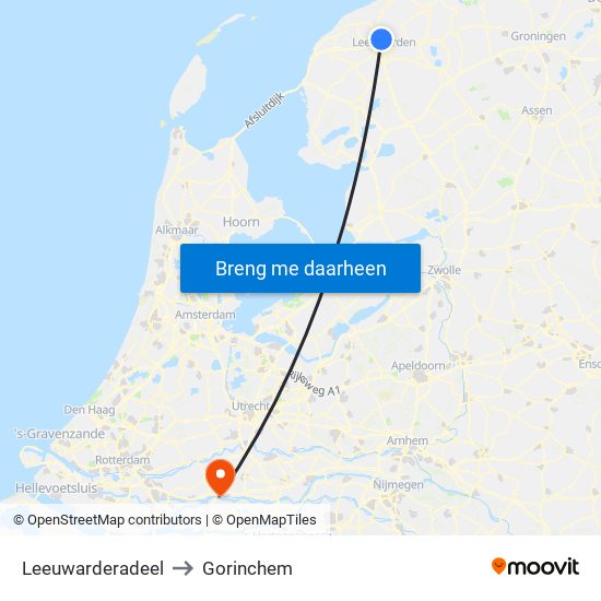 Leeuwarderadeel to Gorinchem map