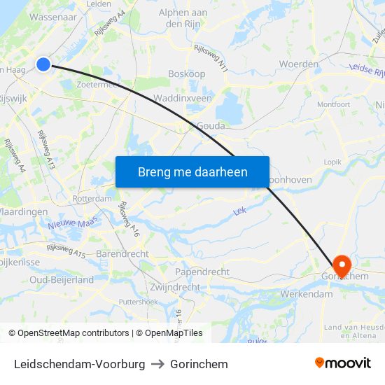 Leidschendam-Voorburg to Gorinchem map