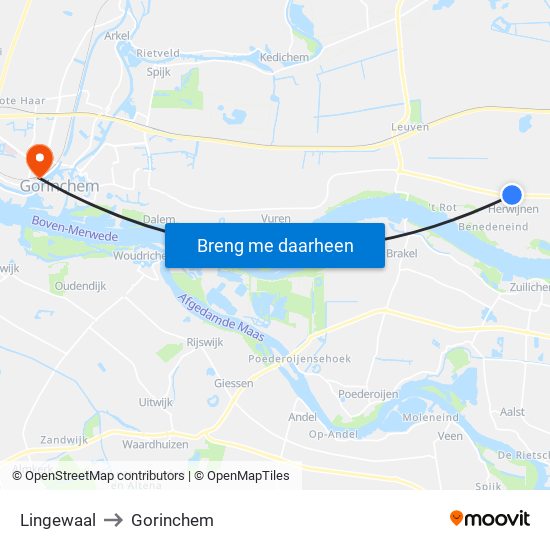 Lingewaal to Gorinchem map
